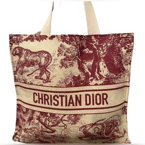 Dior Red and Cream Toile Canvas Tote Bag